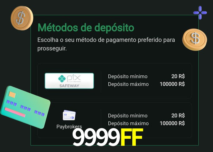 O cassino 9999FF oferece uma grande variedade de métodos de pagamento